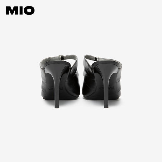 MIO米奥夏季方头细高跟时装凉鞋珍珠饰扣优雅时髦凉拖女鞋M243141205 商品图4