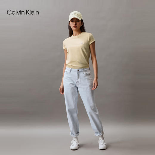 【海南专供价】CKJ新款女士时尚层叠刺绣字母圆领短袖T恤J218883 商品图1