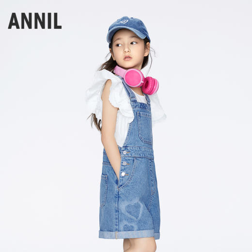 女童泡芙牛仔背带裤夏季新款安奈儿童装实体店同款AG426641 商品图2