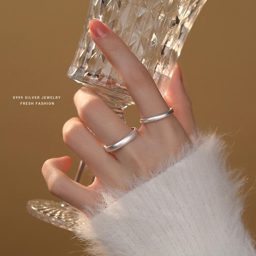 【天生一对】S999银足银砂面情侣戒指【YXS-F623】 商品图2