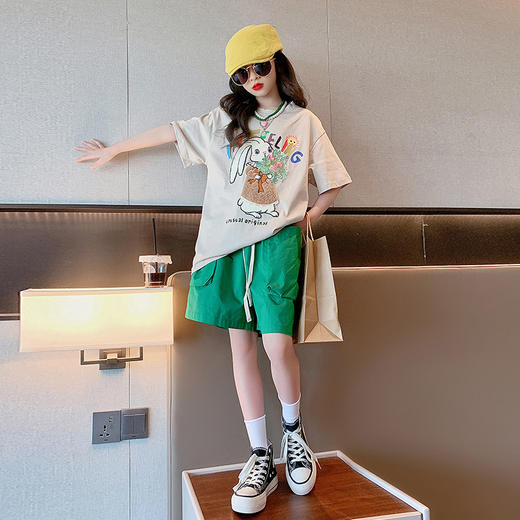 【俏皮卡通，萌趣多多！】女童短袖T恤棉质卡通夏季新款，儿童洋气女孩时尚中大童半袖t上衣-lm!-ry 商品图2