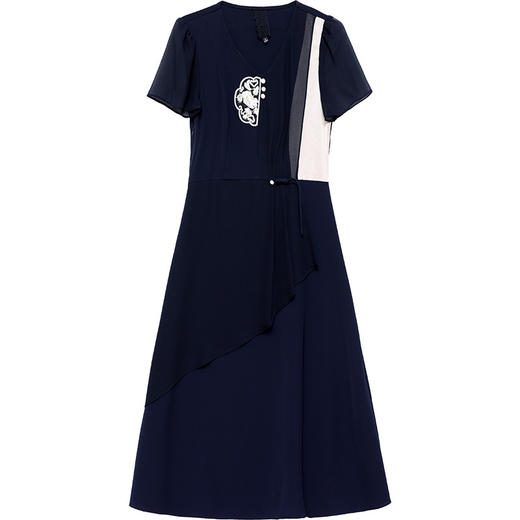 QYM-247235夏季短袖连衣裙时尚中式国风裙拼结双层假两件中长裙 商品图4