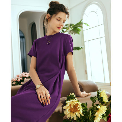 OLrain欧芮儿法式紫色连衣裙女夏季2023年新款收腰气质减龄A字裙 商品图7