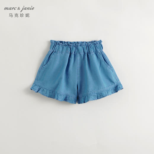 马克珍妮2024年夏装新款女童天丝透气凉感花边牛仔短裤240616 商品图2