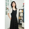 【严选】伊芙丽法式优雅气质假两件拼接收腰挂脖连衣裙2024夏装新款小黑裙1F4990701 商品缩略图3