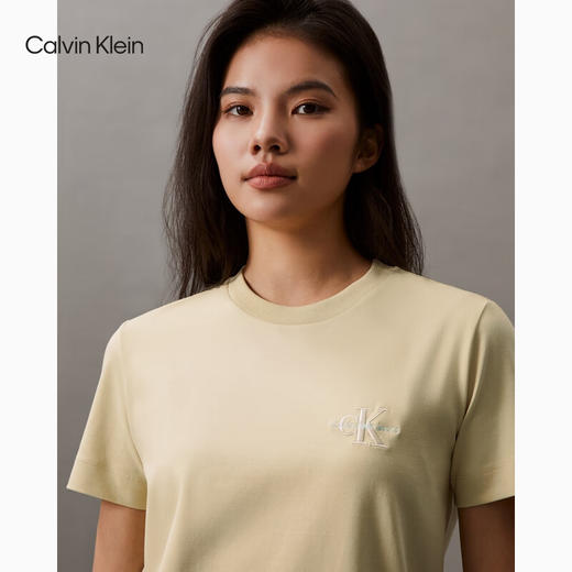 【海南专供价】CKJ新款女士时尚层叠刺绣字母圆领短袖T恤J218883 商品图7