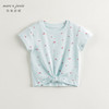 马克珍妮2024年夏装新款女童甜美草莓满印打结短袖T恤240739 商品缩略图1