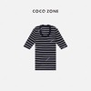 COCO ZONE 女士休闲条纹圆领透气针织上衣 23C18177 商品缩略图0