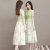 QYM-LZA15夏季新款国风复古裙新款中式拼结假两件印花连衣裙短袖裙 商品缩略图2