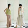 绽放221/天丝苎麻棉精致塔克设计A字宽松遮肉显瘦豆绿细吊带背心 商品缩略图3
