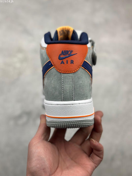 夏日特惠💰460 公司级 Nike Air Force 1 Mid 灰蓝橙麂皮 空军一号中帮休闲板鞋 商品图7