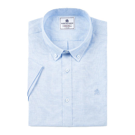 【棉麻短袖   1件99/2件180/3件258】占姆士夏季棉麻短袖衬衫舒适透气休闲薄款短衬 商品图2