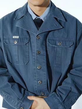 SUPERTOFU(SPTF)/RC-SS24-J068/磨损做旧 人字纹 翻领 法工蓝 工装夹克