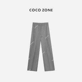 COCO ZONE 松紧腰百搭时尚休闲裤通勤风高腰直筒裤 24C10248