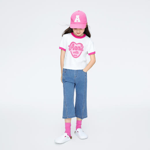 女童甜酷微喇牛仔七分裤裤子夏季新款安奈儿童装实体店同款AG426633 商品图3