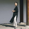 绽放223朵/优雅气质新中式后领系扣侧开衩宽松干洗亚麻黑色连衣裙 商品缩略图1