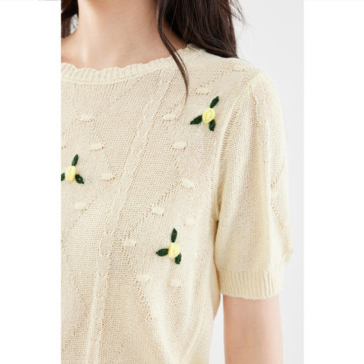 【严选】诗凡黎圆领钩花针织衫SF4130811 商品图3