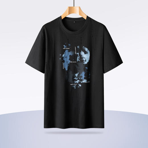 【新款DPS】大依优型大码扎染印花短袖T恤圆领加肥加大肥佬休闲宽松透气上衣男士半袖夏装潮款 商品图1