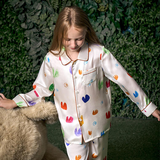 SOLO SETA 22姆米真丝儿童印花睡衣套装女长袖长裤桑蚕丝2025新款 商品图2