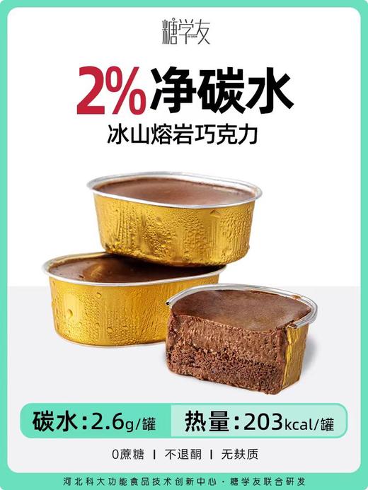 冰山熔岩巧克力蛋糕丨冰山熔岩巧克力爆浆夹心可可蛋糕无蔗糖零食下午茶网红甜品含鸡蛋无麸质 糖学友 商品图0