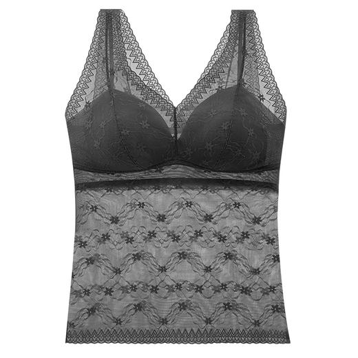 【平滑美背，修身显瘦】法式宽肩网纱，V领性感蕾丝，突显性感曲线，舒适透气，穿着轻盈，清新凉爽，无钢圈轻塑修身美体，一体式胸垫舒适透气！ 商品图5