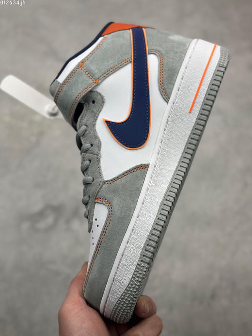 夏日特惠💰460 公司级 Nike Air Force 1 Mid 灰蓝橙麂皮 空军一号中帮休闲板鞋 商品图6