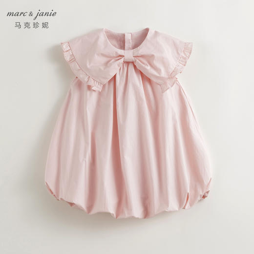 马克珍妮女童蝴蝶结翻领花苞连衣裙儿童裙子2024年夏装新款240662 商品图1