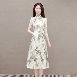 新中式印花改良旗袍，盘扣短袖连衣裙QYM-LRX-131330-Y