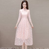 QYM-9605改良旗袍裙中国风中袖气质蕾丝裙夏季网纱裙 商品缩略图0