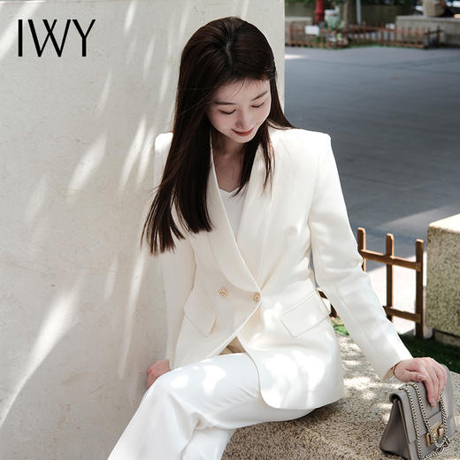 IWY/白色西装套装女新款休闲宽松西装外套医美上班正式场合工作服C14219+P34219 商品图9