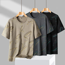 【Q】【新款DPS】大依优型大码短袖T恤圆领加肥加大肥佬休闲宽松透气上衣男士半袖夏装潮款