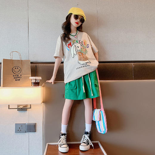 【俏皮卡通，萌趣多多！】女童短袖T恤棉质卡通夏季新款，儿童洋气女孩时尚中大童半袖t上衣-lm!-ry 商品图0