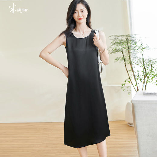 米思阳2025夏季新款通勤简约风连衣裙知性经典百搭圆领连衣裙0738 商品图0