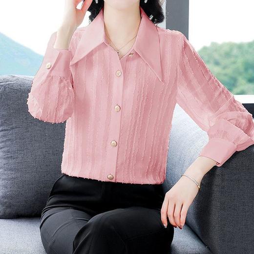 TZF-衬衫女长袖2024年春装新款设计感小众时尚纯色衬衣肌理感高档小衫 商品图4