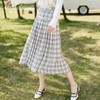 欧芮儿2023年春装新款高腰格子半身裙百搭显瘦百褶A字半裙甜美 商品缩略图0