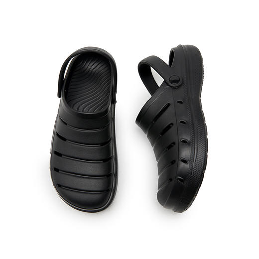 西遇厚底洞洞鞋男2024新款夏季简约休闲黑色沙滩凉鞋软底外穿拖鞋21545546 商品图1