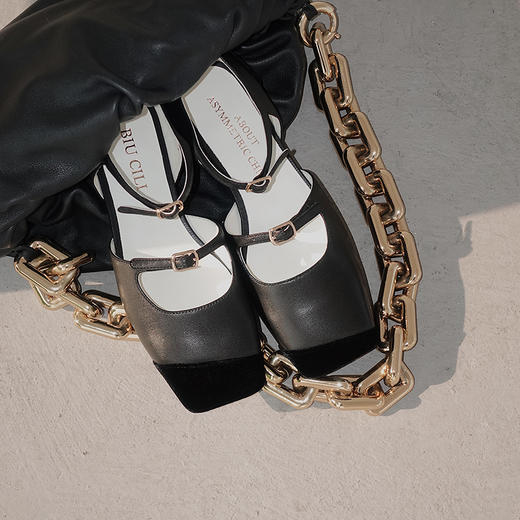 BIUCILI 原创设计 新中式丝绒真丝布芭蕾舞鞋中空玛丽珍女单鞋 商品图1