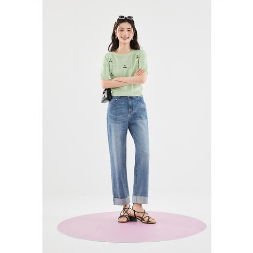 【严选】诗凡黎圆领钩花针织衫SF4130811 商品图1