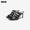 MIO米奥夏季方头细高跟时装凉鞋珍珠饰扣优雅时髦凉拖女鞋M243141205 商品缩略图3