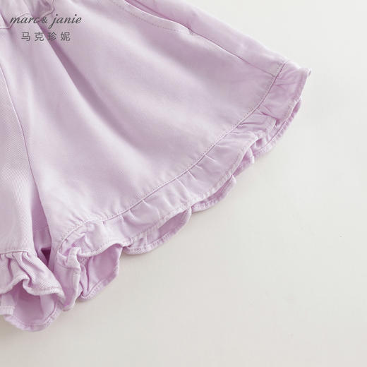 马克珍妮2024年夏装新款女童天丝透气凉感花边牛仔短裤240616 商品图4