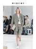 HIDEMI羊毛经典简约翻领色织格纹西装/压褶中裤 商品缩略图0