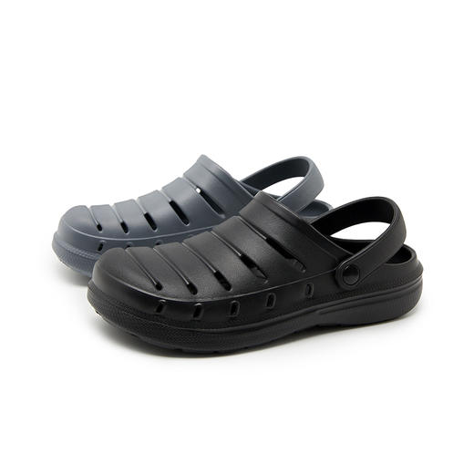 西遇厚底洞洞鞋男2024新款夏季简约休闲黑色沙滩凉鞋软底外穿拖鞋21545546 商品图0