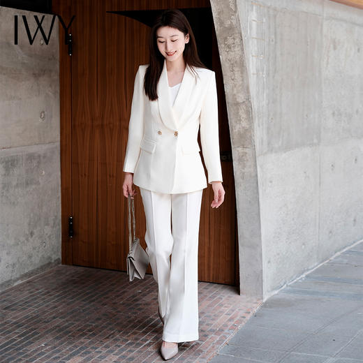 IWY/白色西装套装女新款休闲宽松西装外套医美上班正式场合工作服C14219+P34219 商品图0