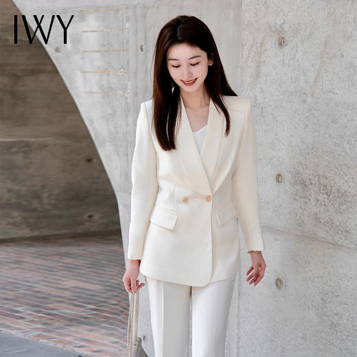 IWY/白色西装套装女新款休闲宽松西装外套医美上班正式场合工作服C14219+P34219 商品图8