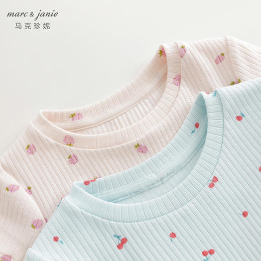 马克珍妮2024年夏装新款女童甜美草莓满印打结短袖T恤240739 商品图2