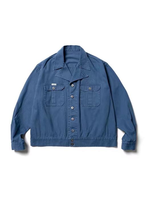 SUPERTOFU(SPTF)/RC-SS24-J068/磨损做旧 人字纹 翻领 法工蓝 工装夹克 商品图3