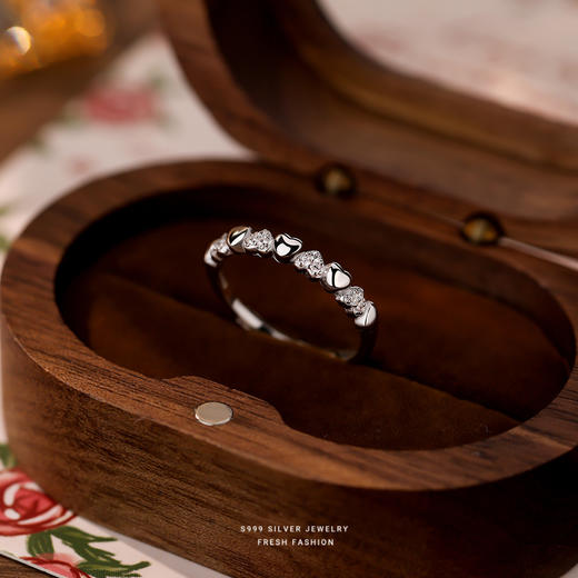 【心连心】S999银微镶锆石爱心戒指【YXS-K1569】 商品图2