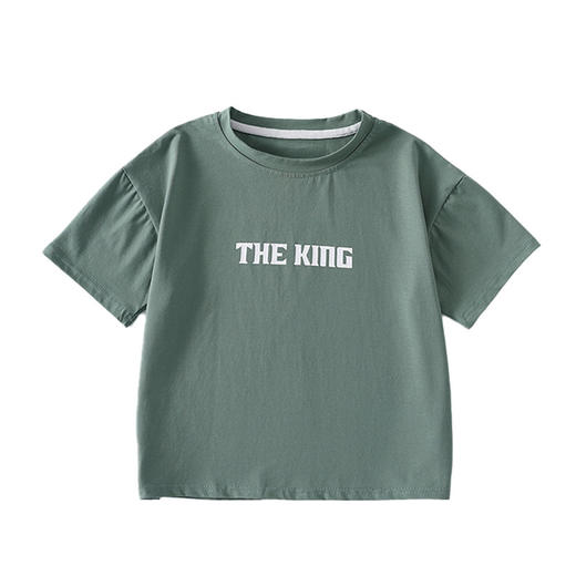 【39.9/2件】新款儿童夏季韩版短袖宽松落肩圆领字母印花百搭宽纯棉袖上衣聚 商品图5