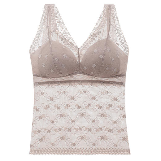 【平滑美背，修身显瘦】法式宽肩网纱，V领性感蕾丝，突显性感曲线，舒适透气，穿着轻盈，清新凉爽，无钢圈轻塑修身美体，一体式胸垫舒适透气！ 商品图6