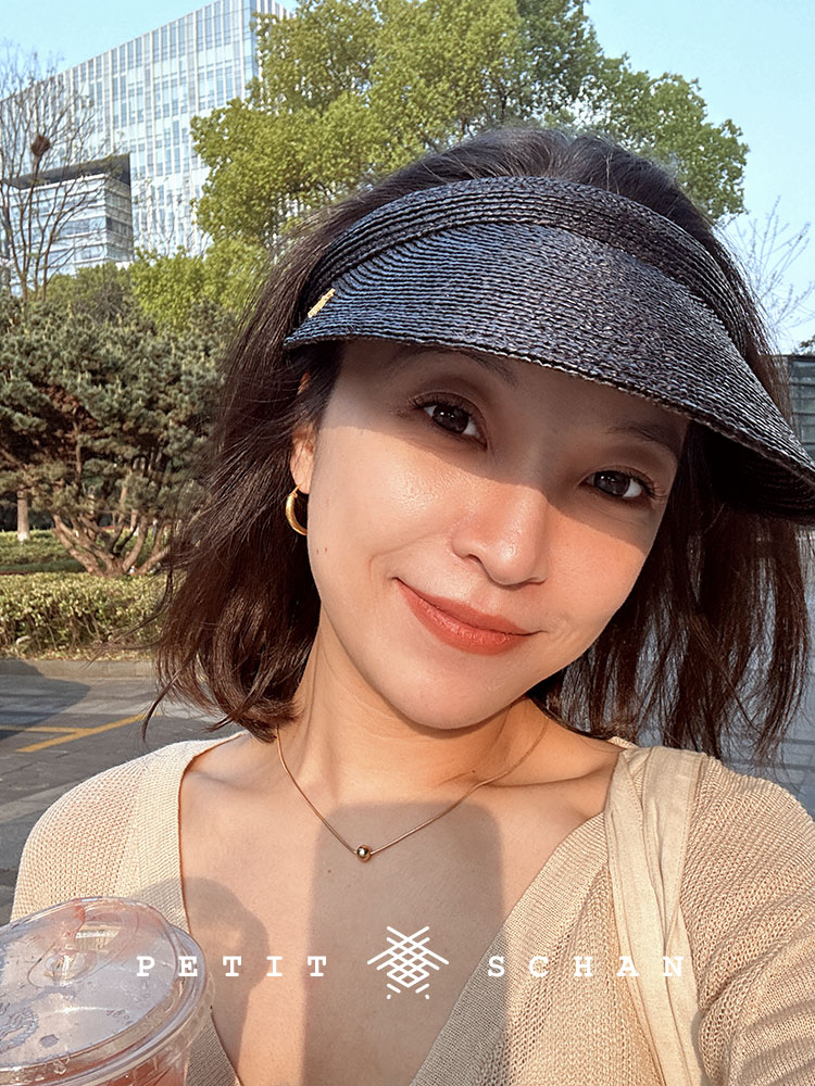 PETIT SCHAN小闪 #039 smiling cap 笑脸帽  进口拉菲草辫发箍空顶帽女防晒遮阳防紫外线帽子